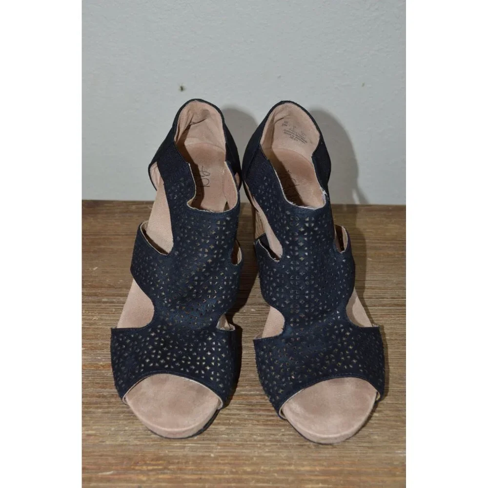 Life Stride Women’s Heidi Slip On Cork Wedge Open Toe Sandals Black Size 9M - Picture 6 of 8